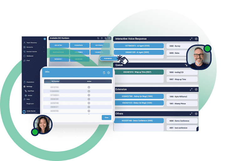 RingQ Enterprise VoIP call routing with IVR, DID numbers, queues, and extensions