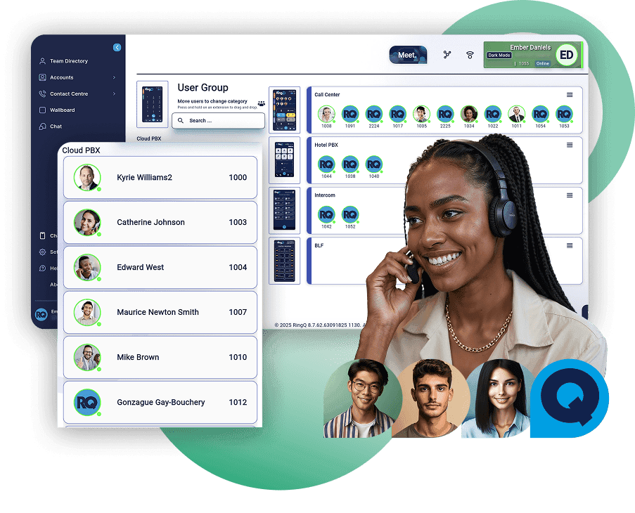 RingQ call flows building custom IVR applications such as agent rating and CRM workflows