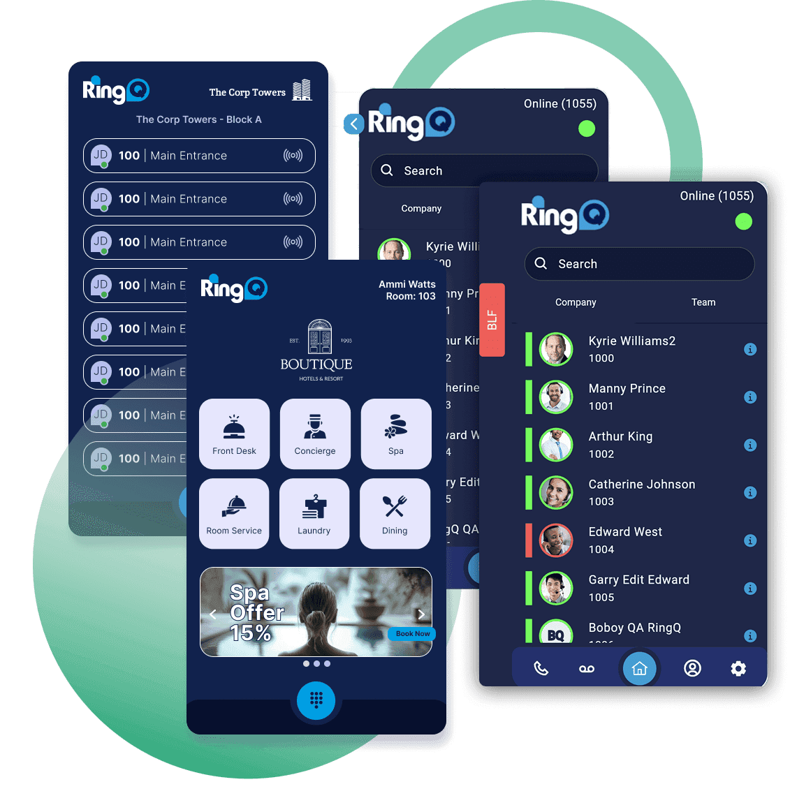 RingQ Chameleon custom-branded softphones on mobile with personalized layouts
