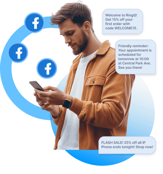 RingQ Facebook messaging engaging customers with offers and reminders