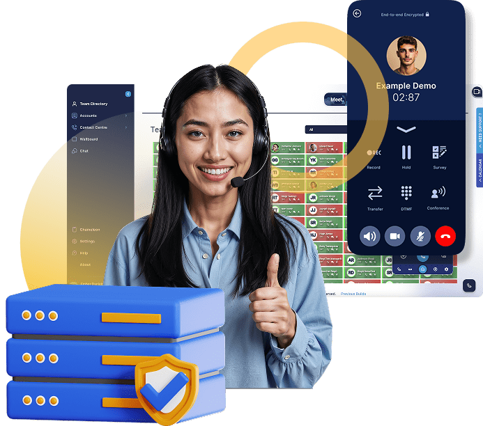 RingQ Hosted Call Center cloud-based platform with agent and phone interface