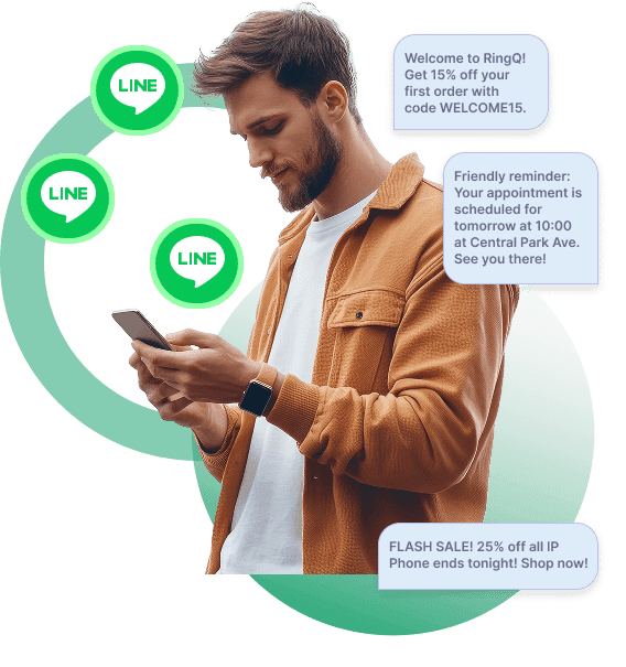 RingQ LINE Chat integration managing LINE conversations alongside calls and SMS