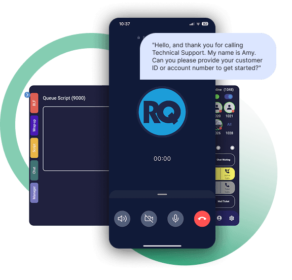 RingQ Queue Scripts accessible on mobile — agent script panel and dialer on any device