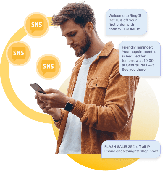RingQ SMS for Business sending promotions, reminders, and updates to customers