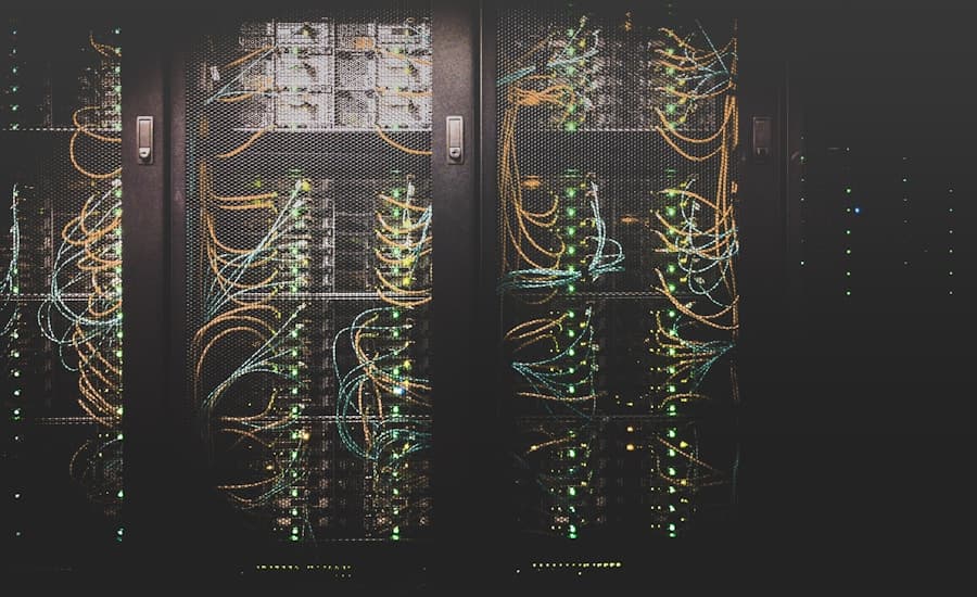 Data centre server racks in a cloud lab environment