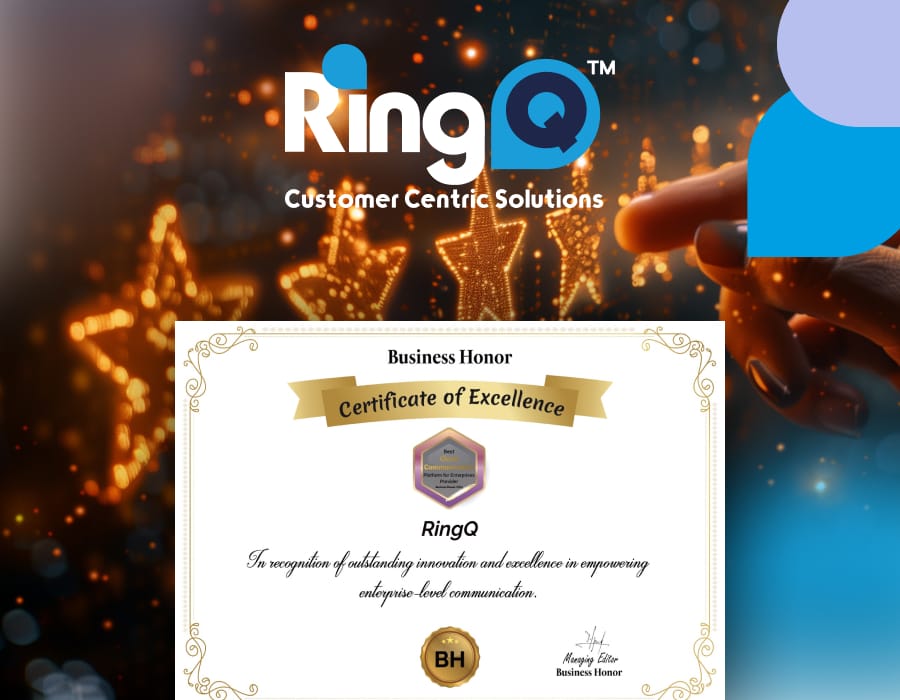 RingQ is awarded certificate of excellence from Business Honor.