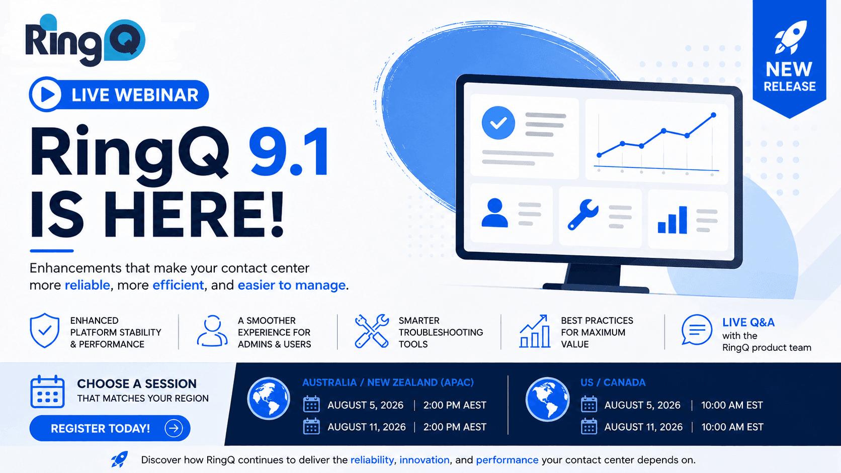 RingQ 9.1 is here — join the live release webinar, register for the APAC or US/Canada session