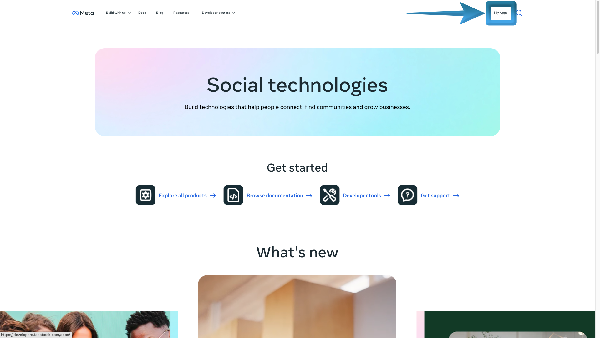 Sign in to your Facebook Meta developers account
