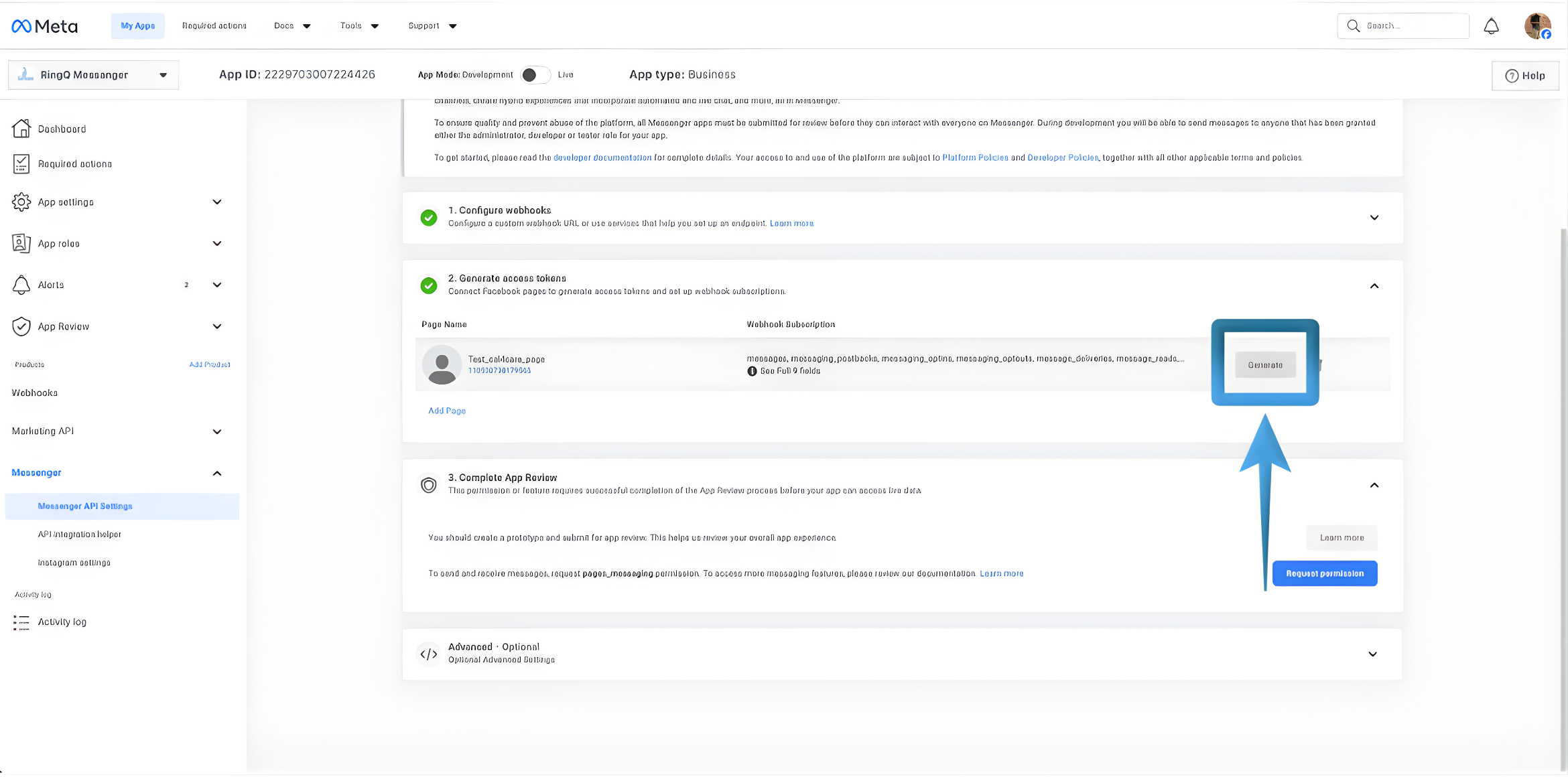 Generate a Facebook token