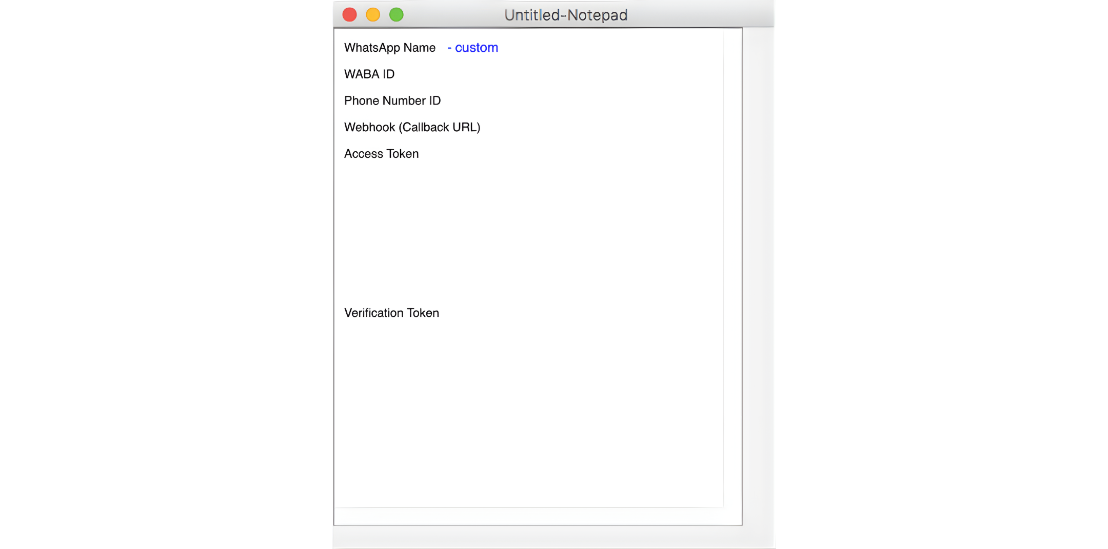 Add your WhatsApp details into a notepad for easy RingQ integration