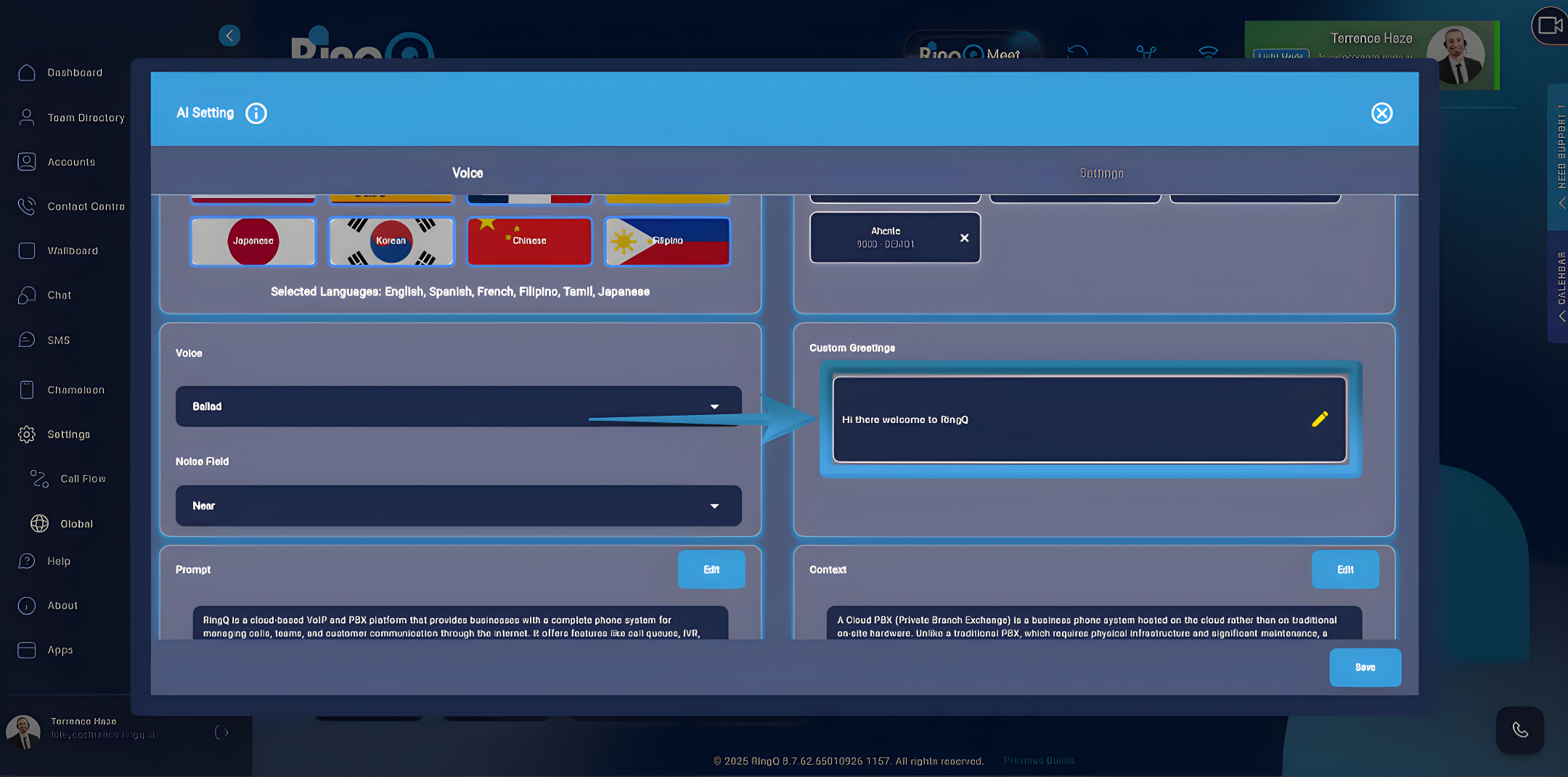 Add a custom greeting for your ChatGPT AI Agent in RingQ
