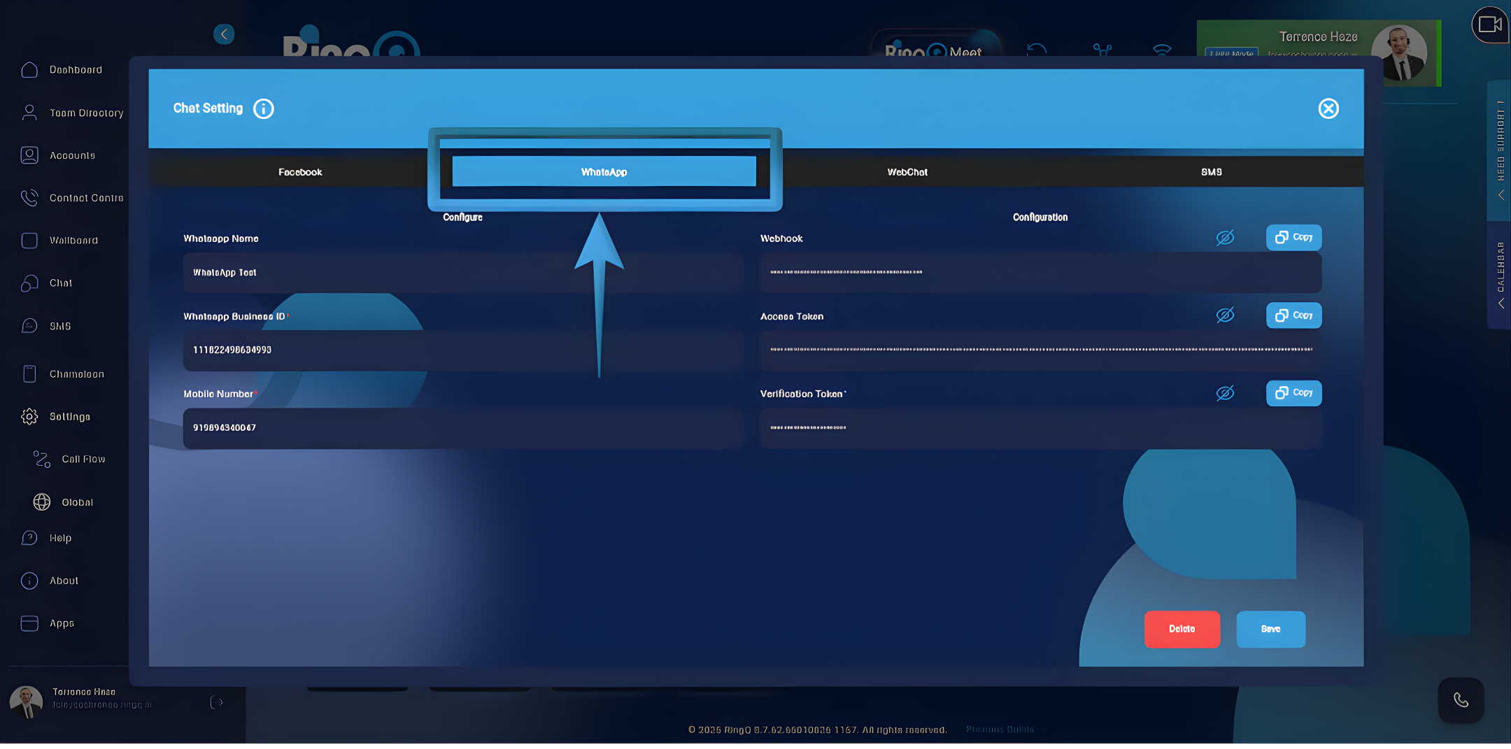 Configuring WhatsApp in the RingQ Web App