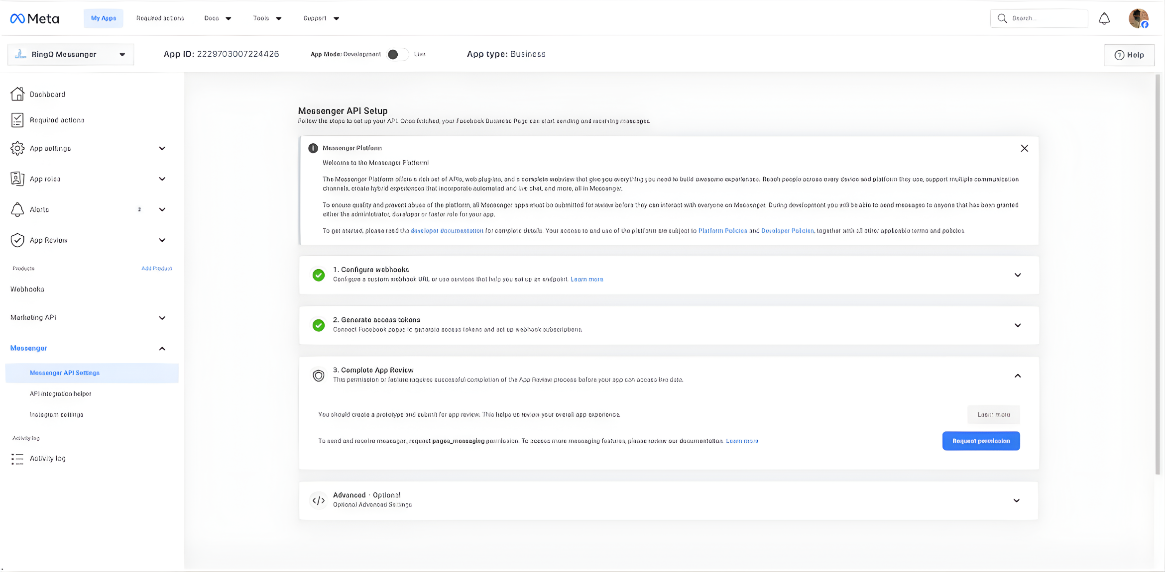 Facebook and RingQ integration