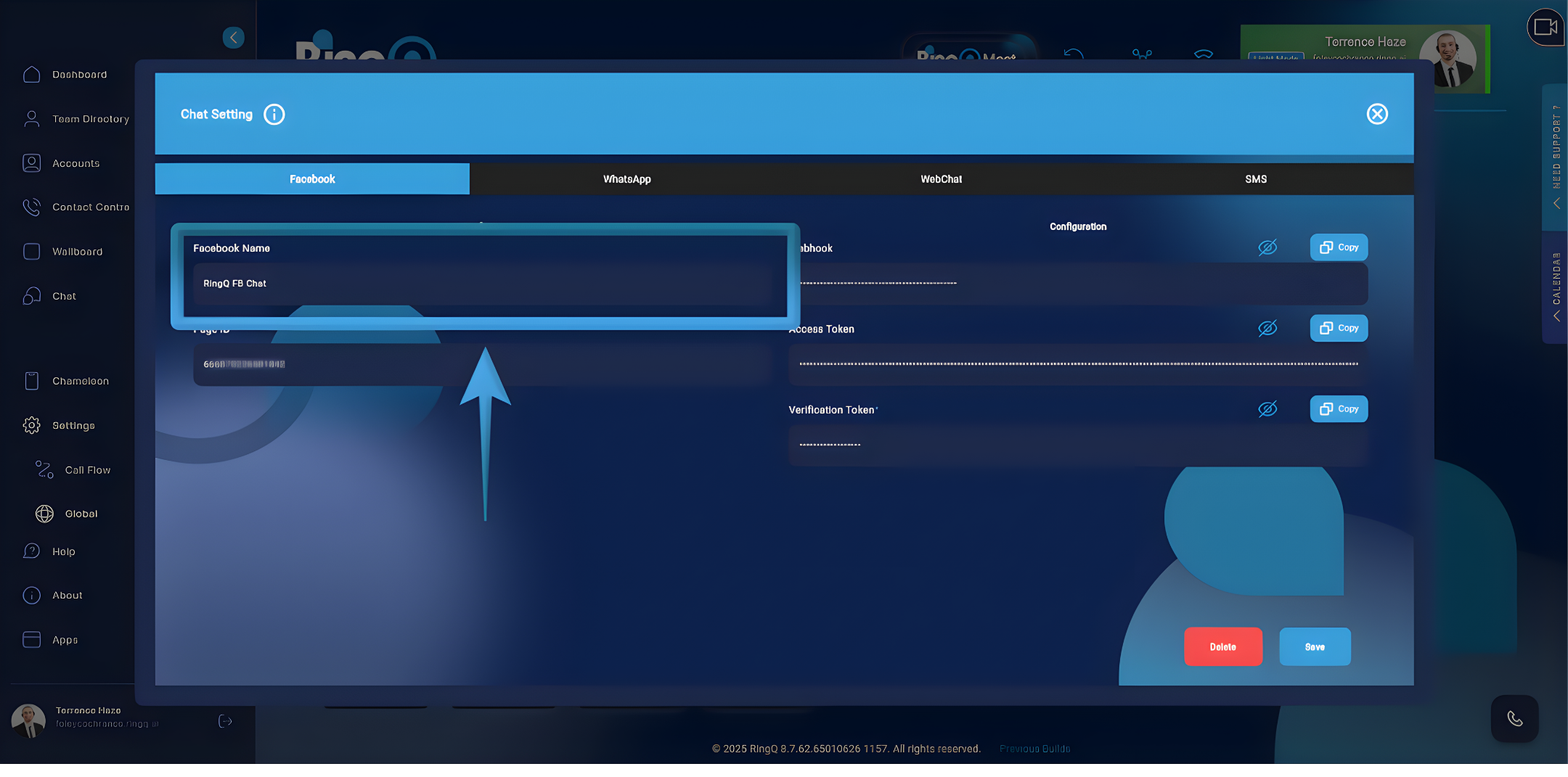 Configuring Facebook with the RingQ Web App