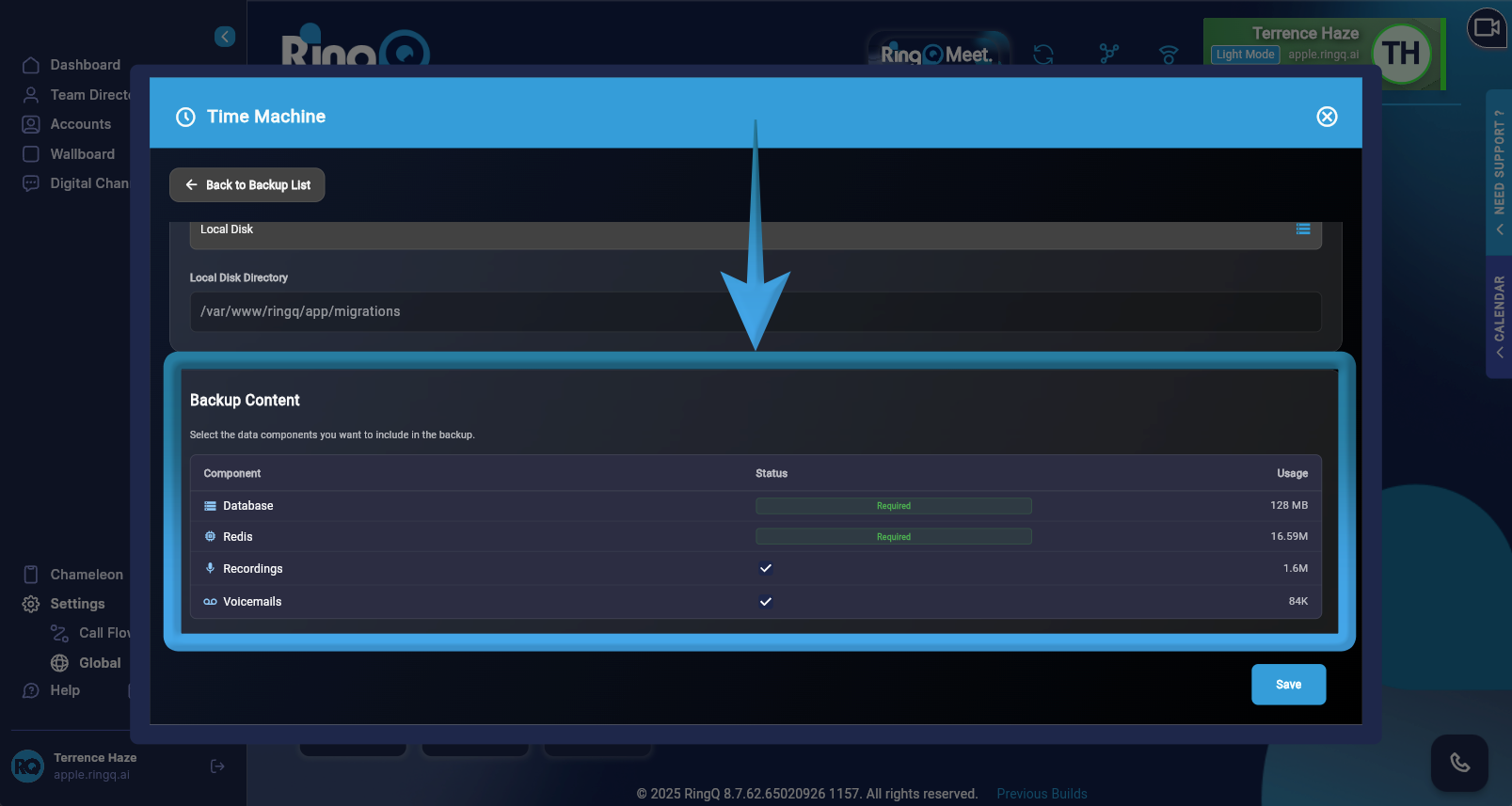 Content of your backup