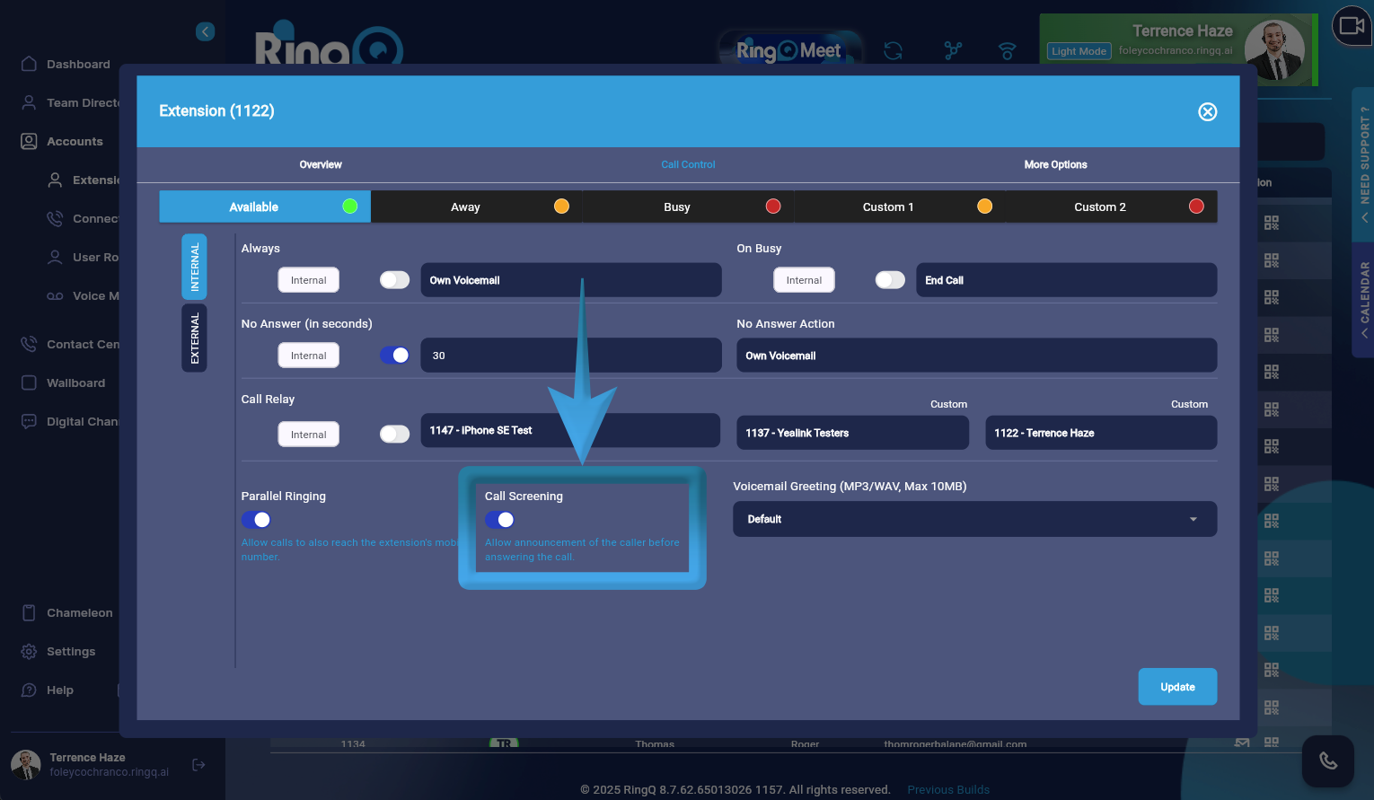 Enable Call Screening