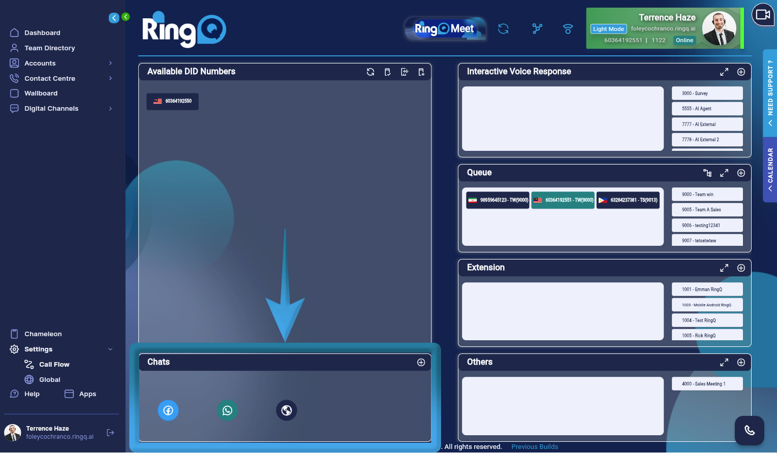 Chats Section in RingQ