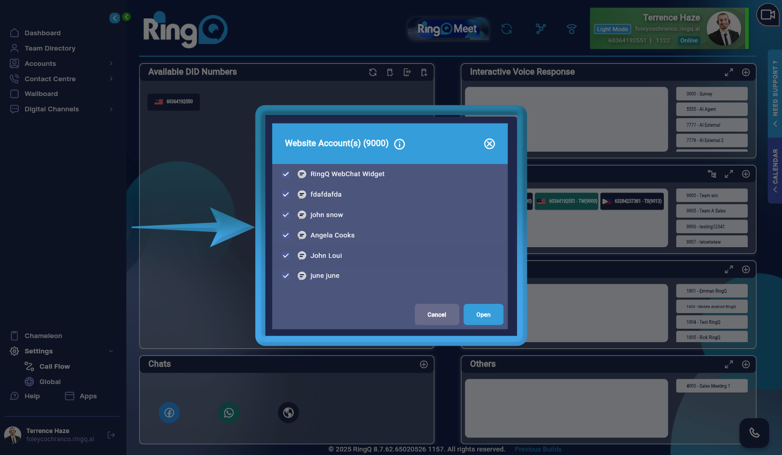 List of WebChats in RingQ