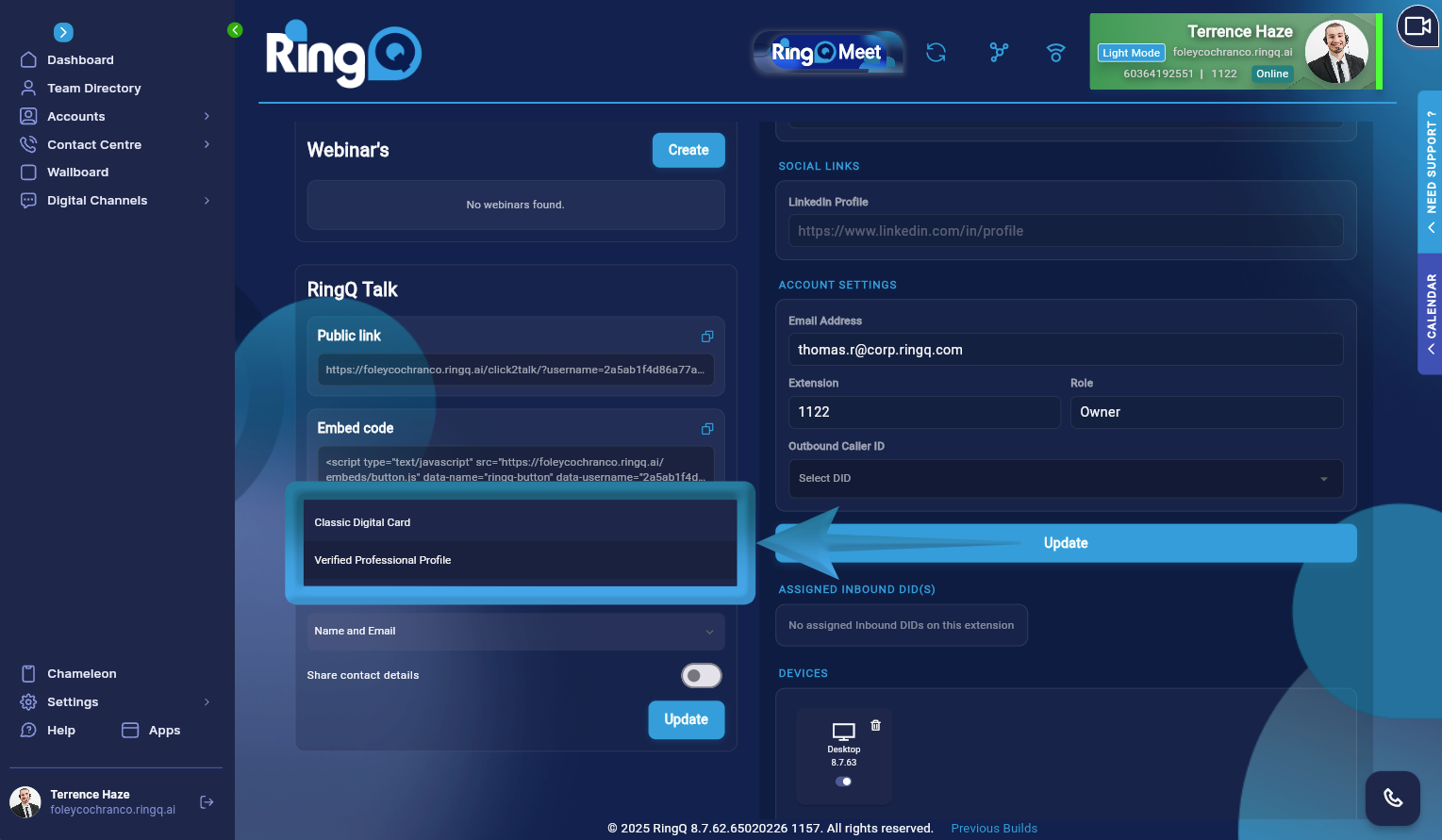 RingQ Talk Link Display Type