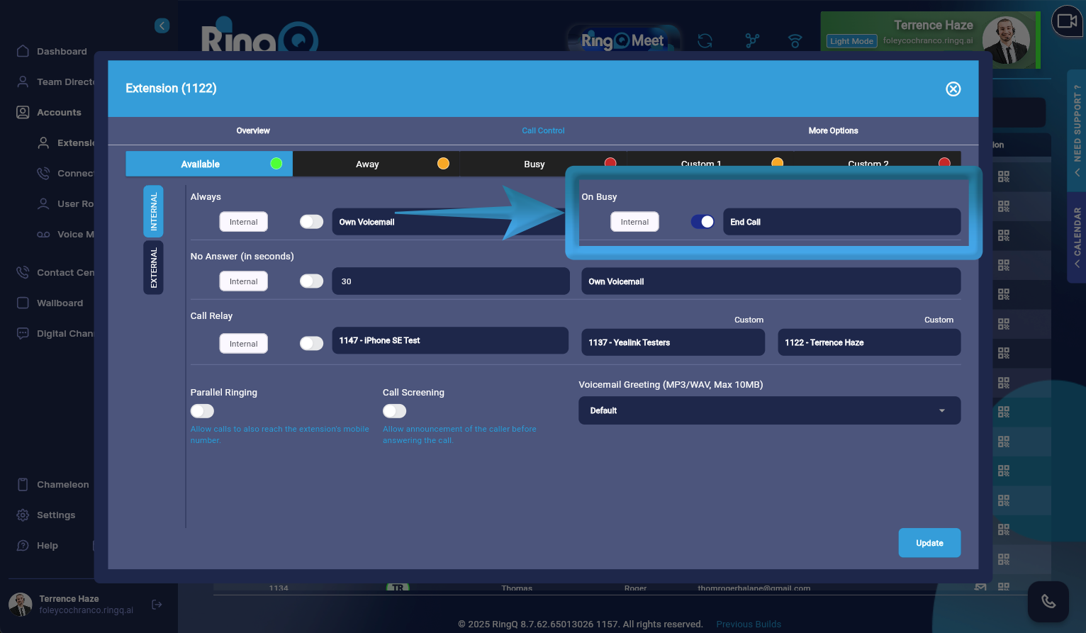Call forwarding when busy