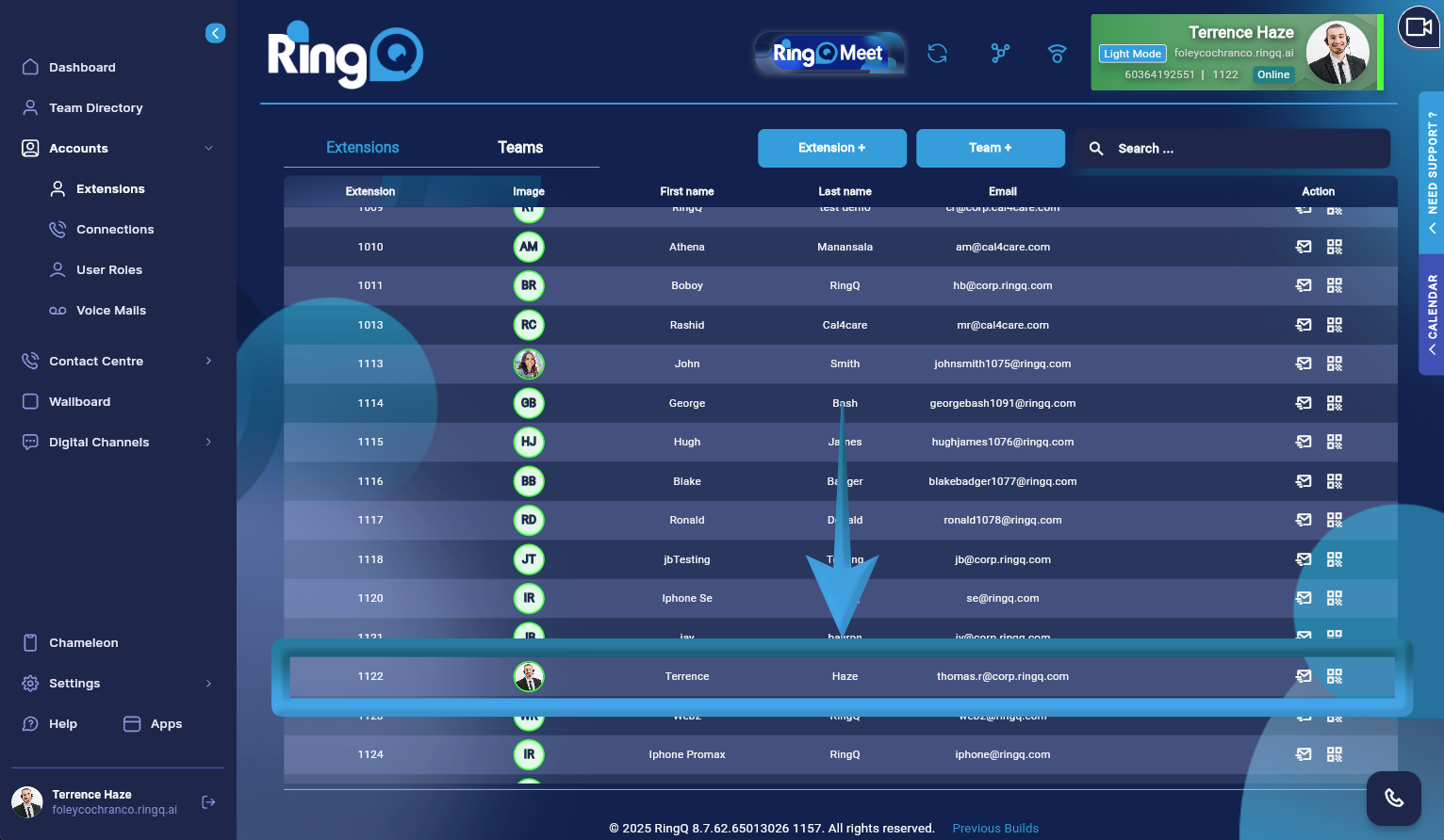 Select the extension you want to configure.