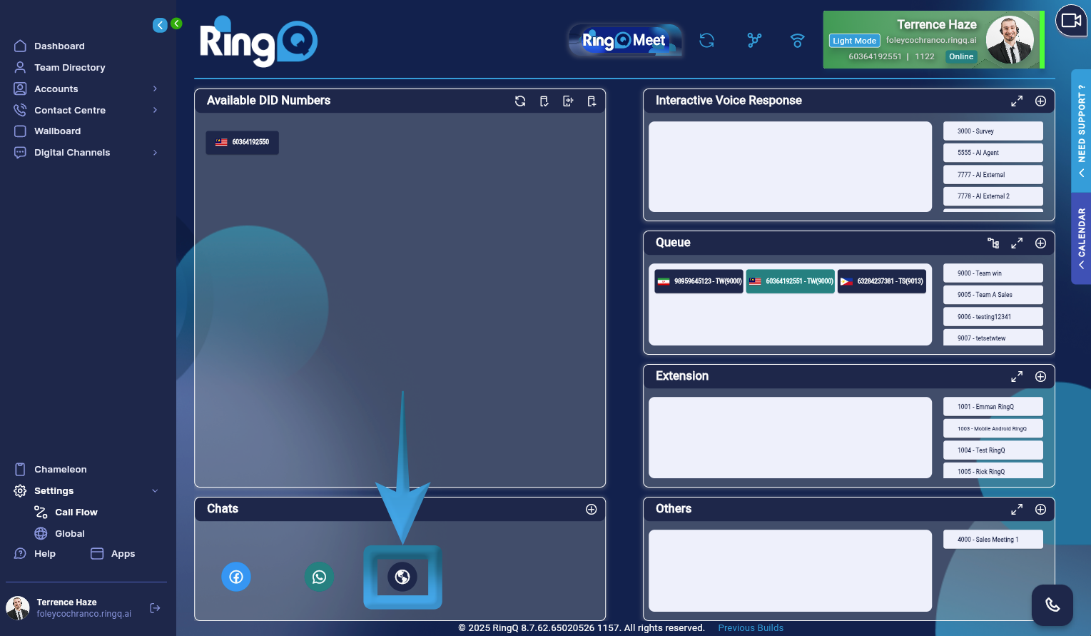 Locate the WebChat icon from the RingQ chat queues