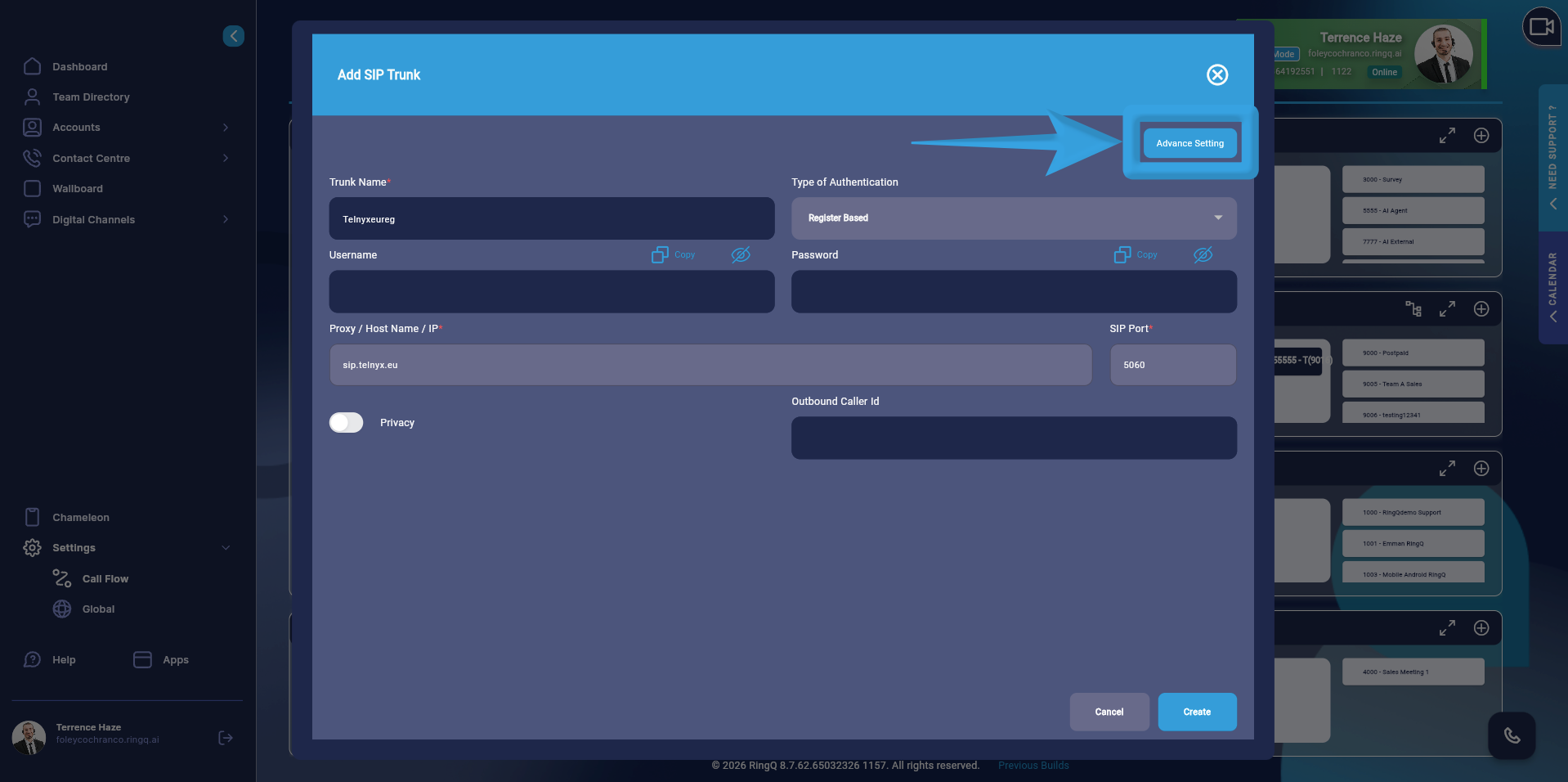 Advanced Settings button