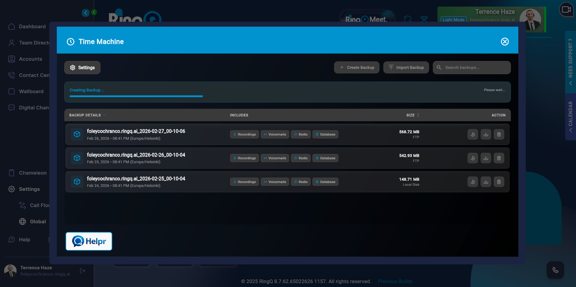 Monitor your RingQ backup status