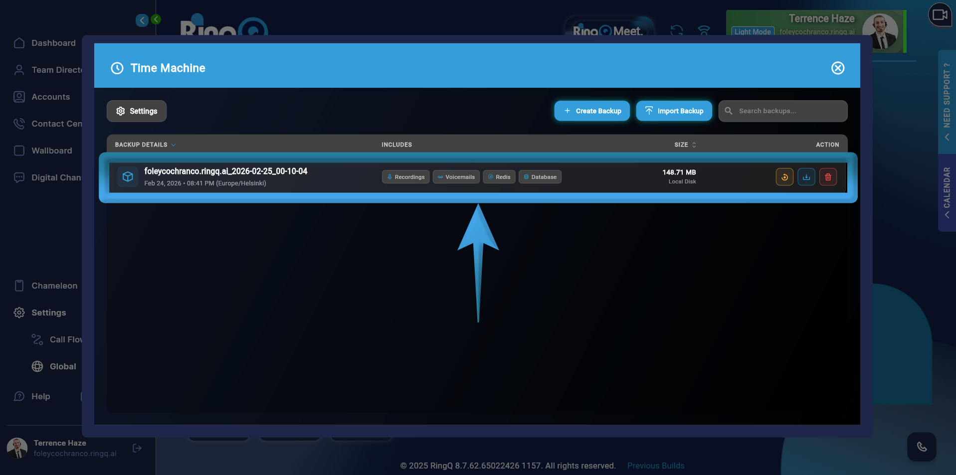 List of RingQ backups