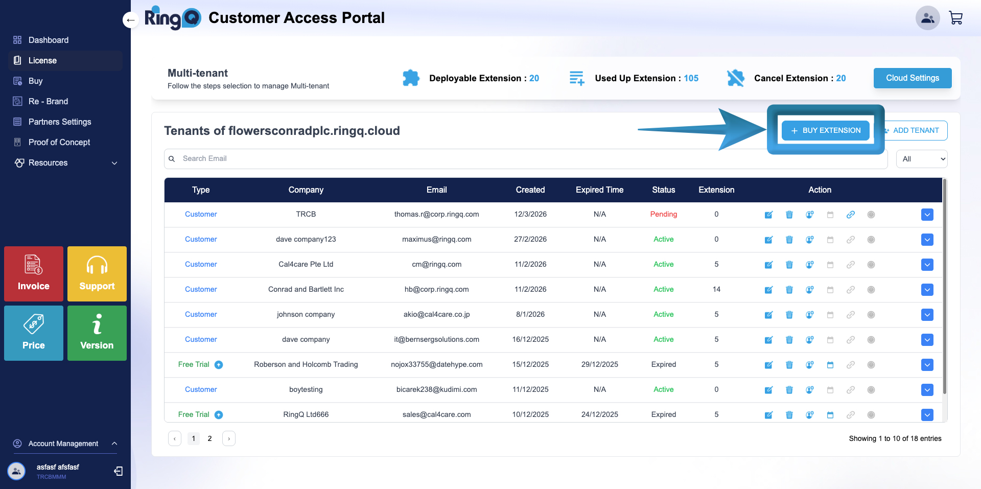 Buy Extension button