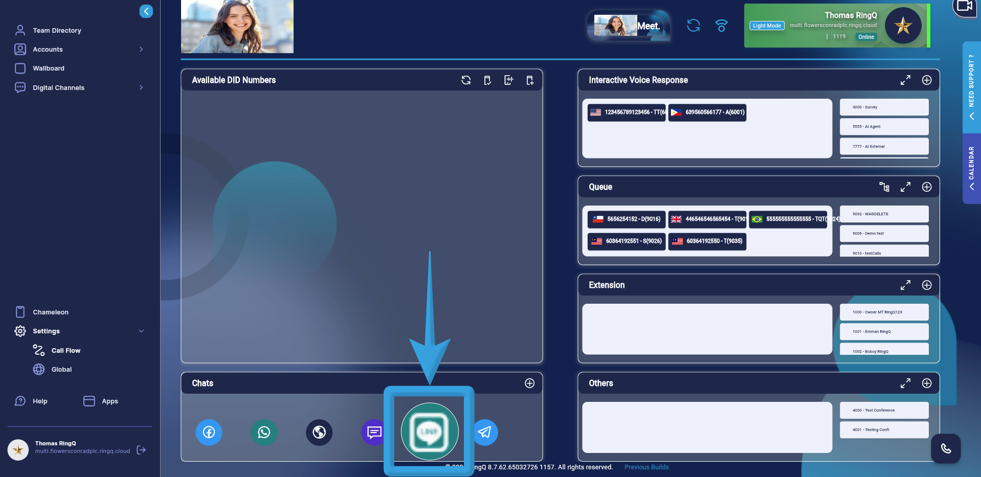 Click and hold the LINE icon