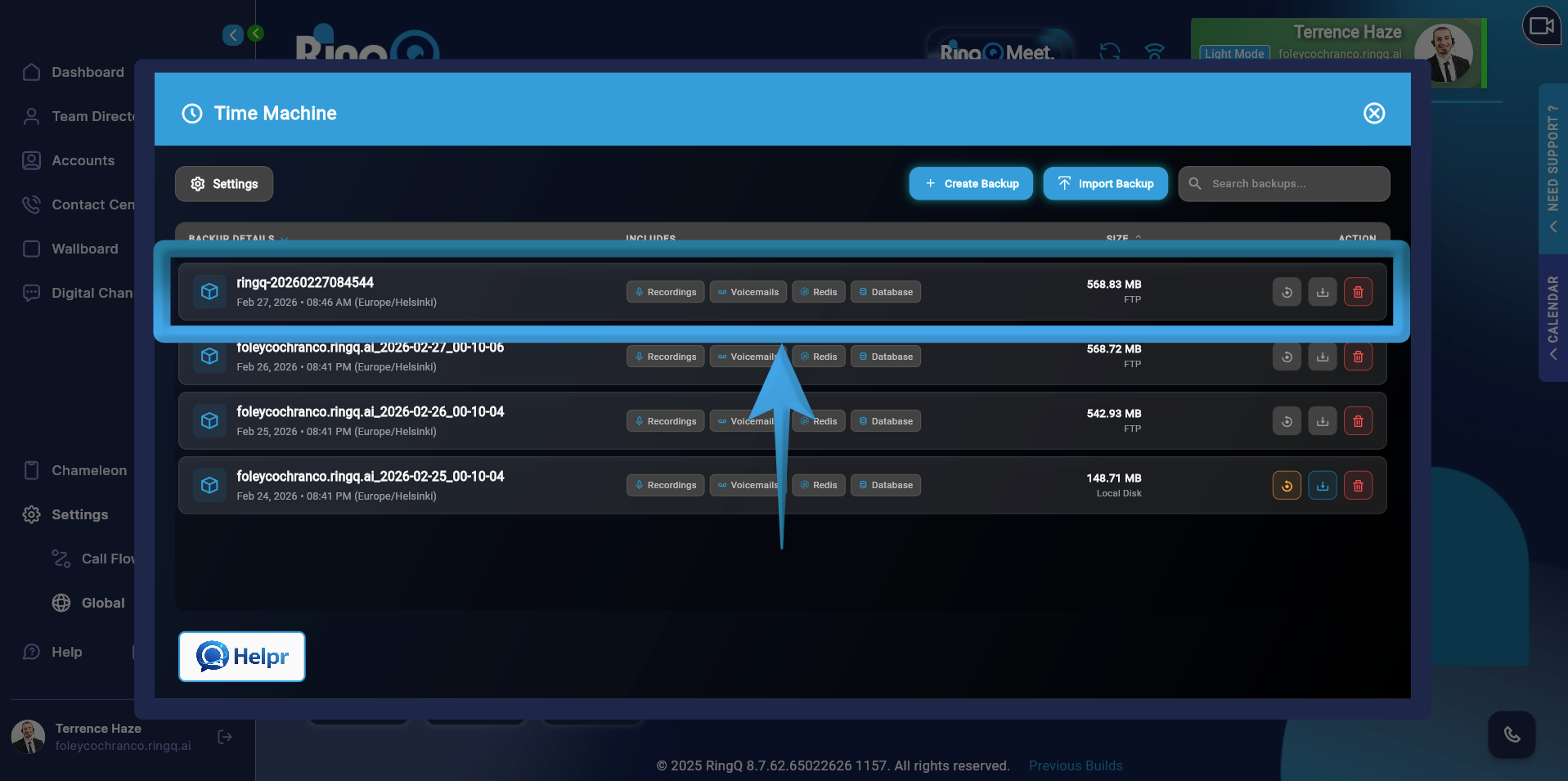 Completed RingQ backups