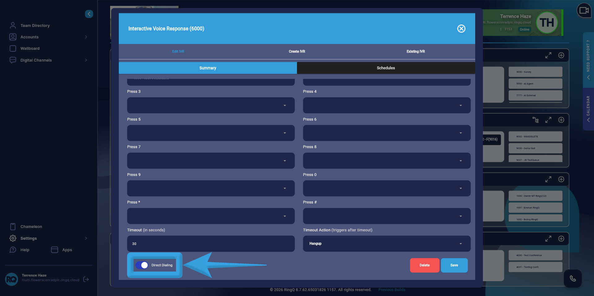 Direct Dialing IVR Enable