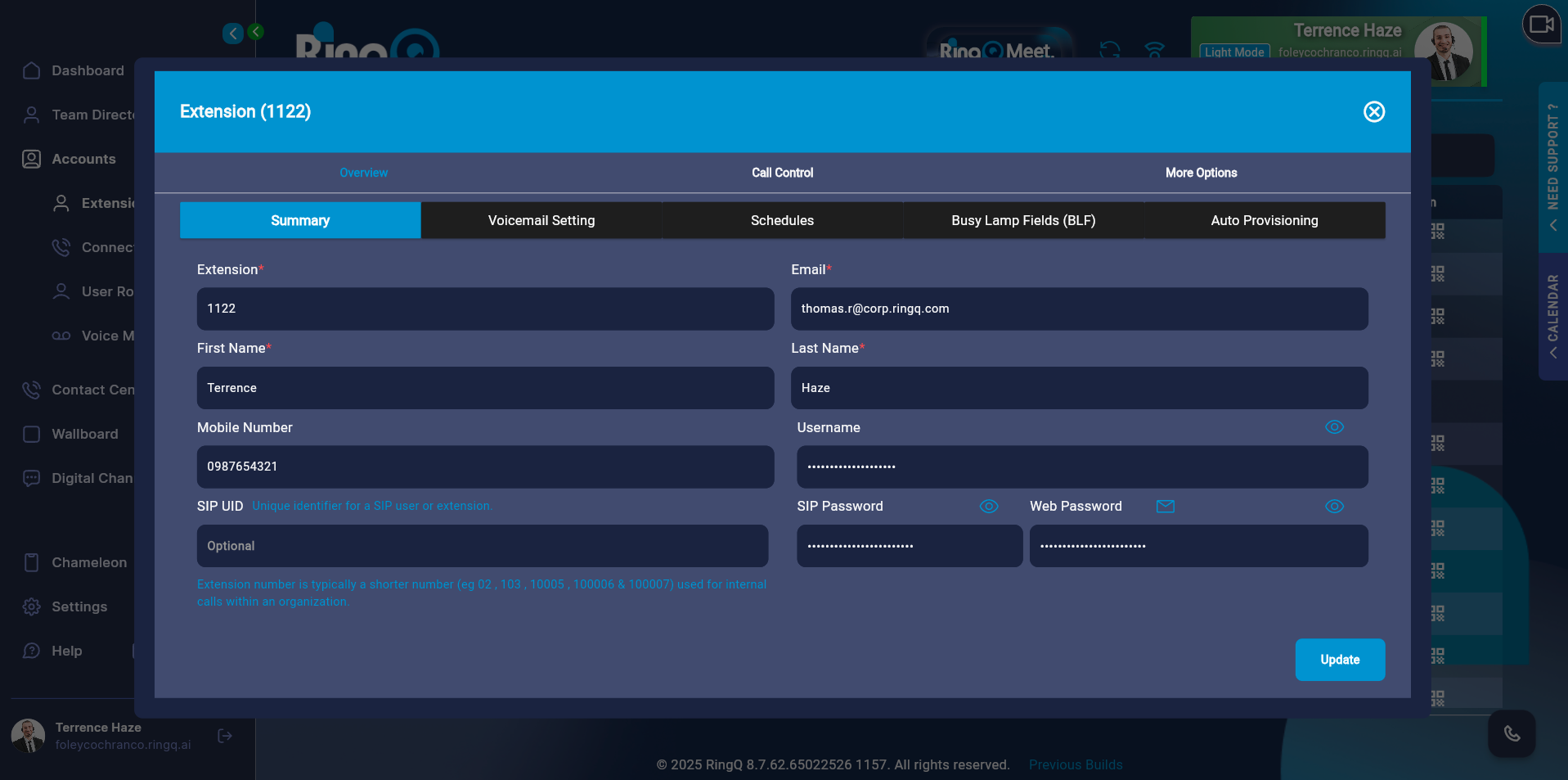 Extensions configuration