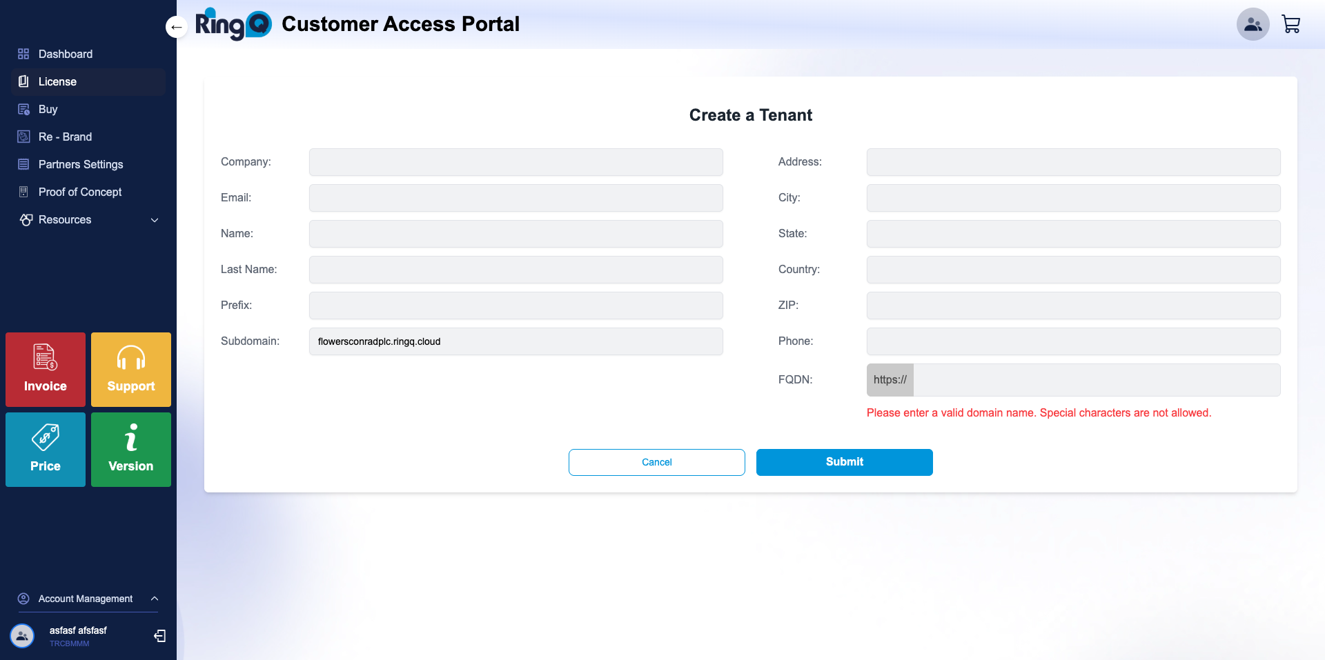 Fill Out the Tenant Information
