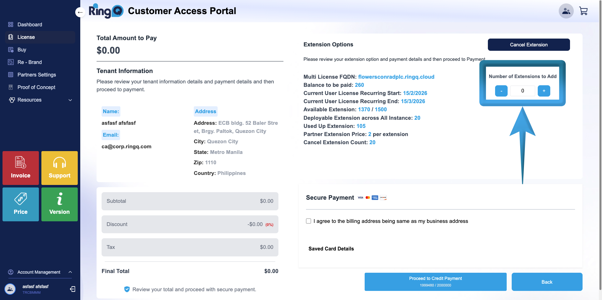 Number of Extensions to Add