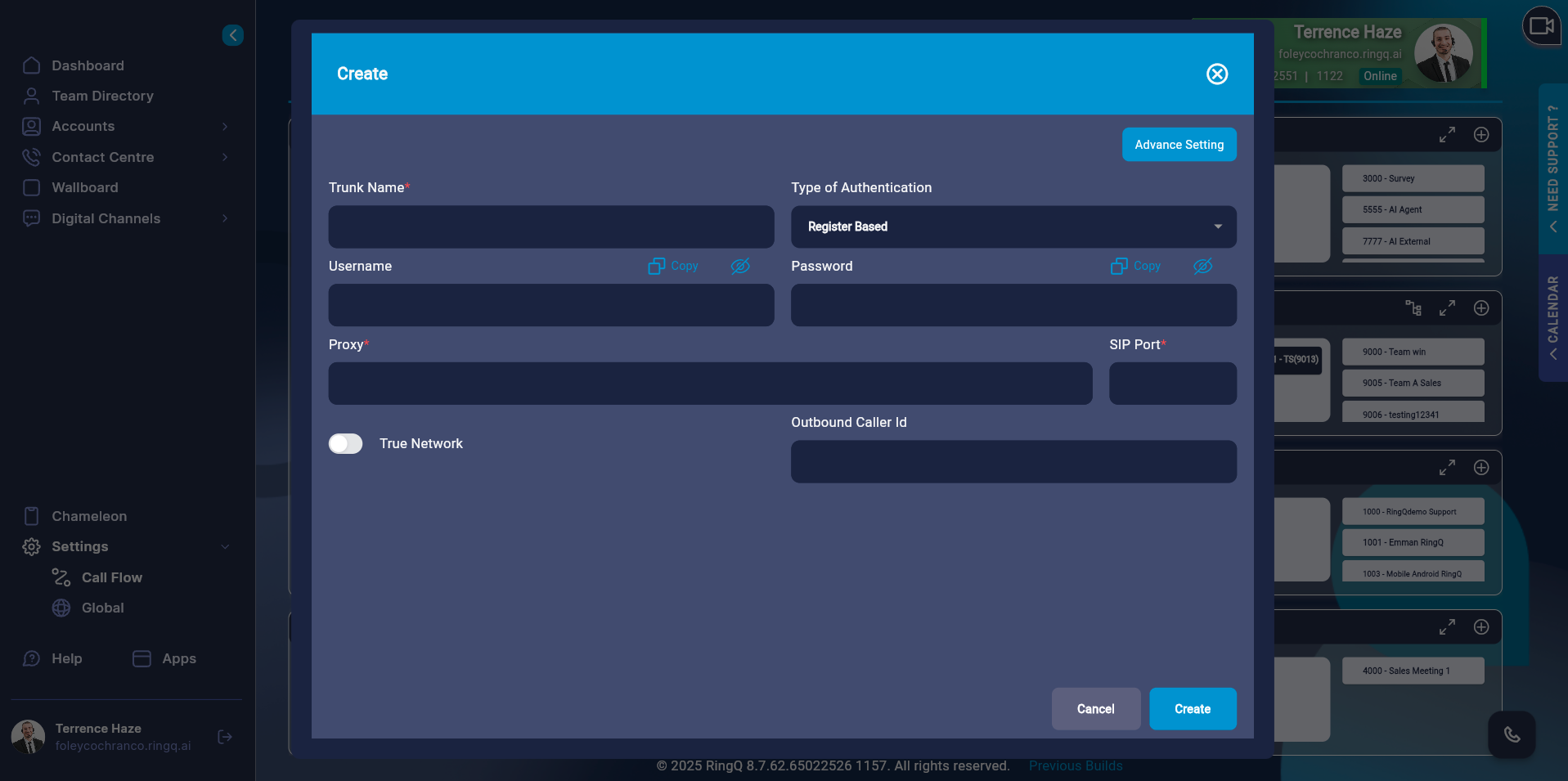 SIP trunk configurations