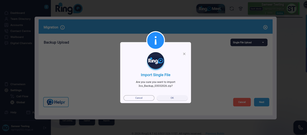 Single file backup upload