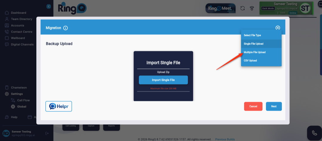 Click on multiple file upload.