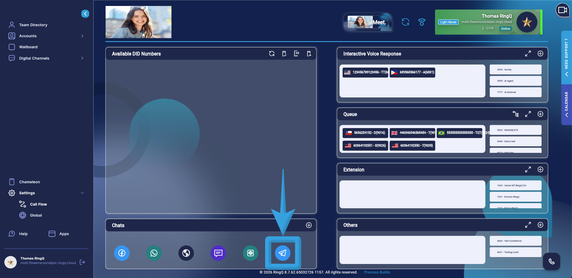 Select Telegram from the chats section
