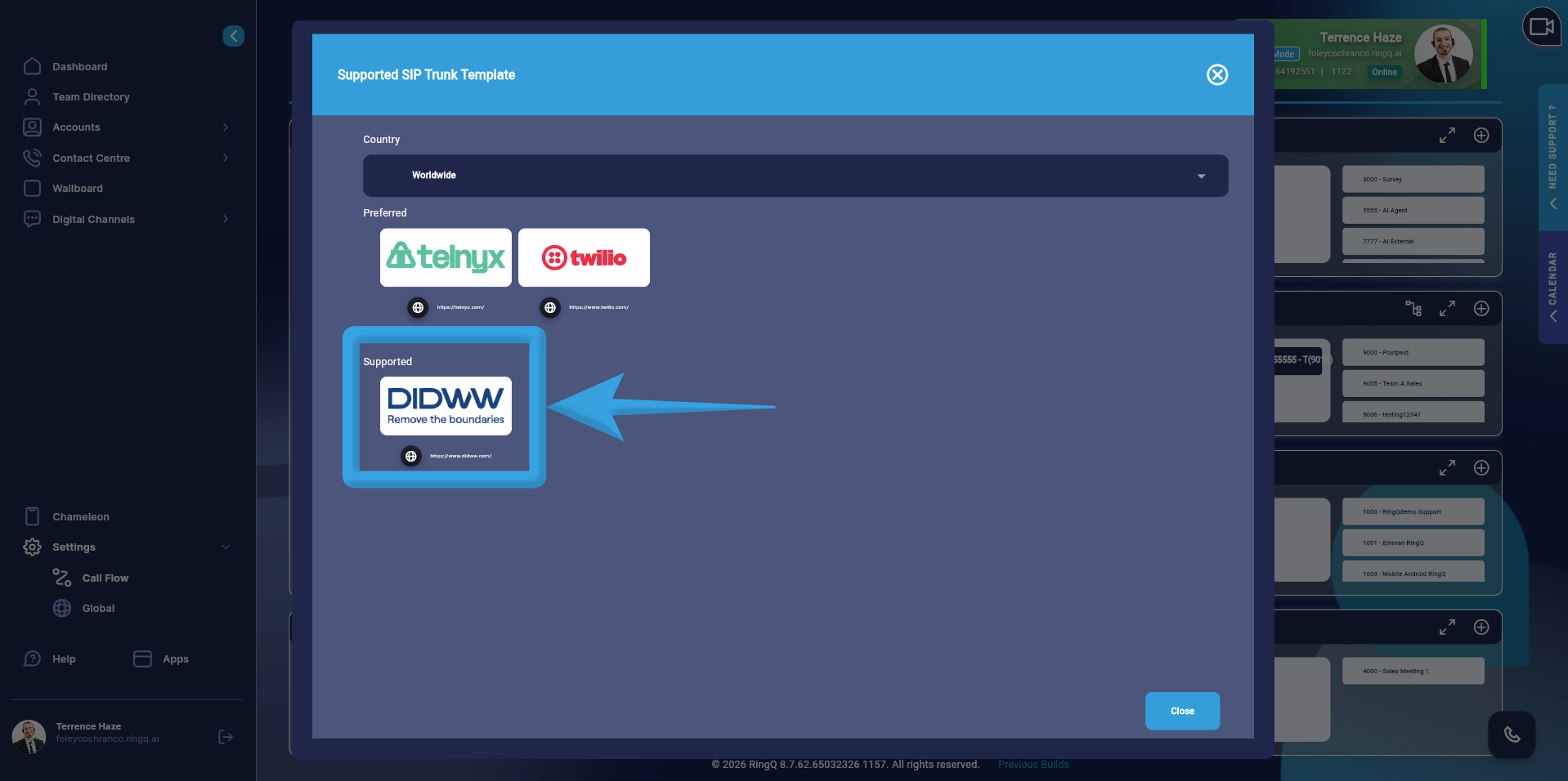 Supported SIP Template
