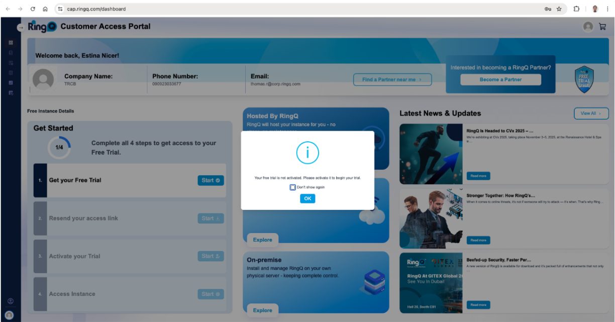 Access the Welcome Page and Confirm Activation