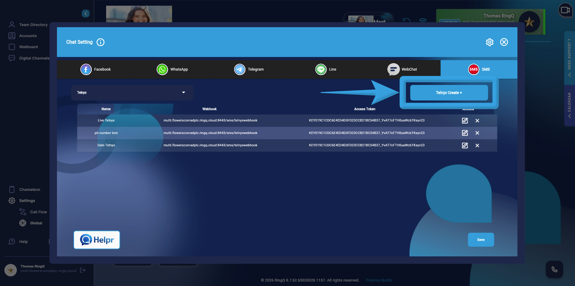 Click the Create Telnyx button