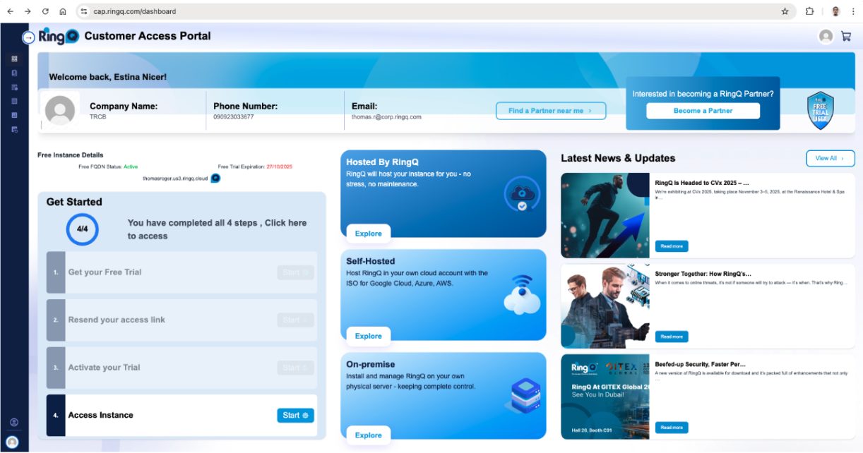 Click Start under the Get Started section. 