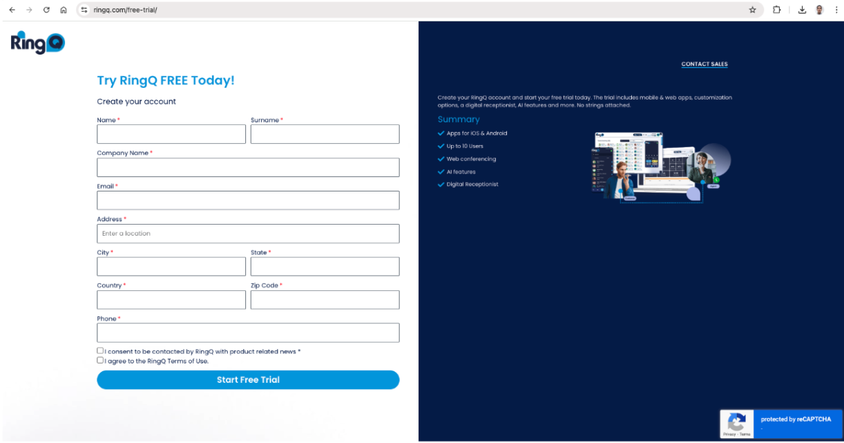 Signup for your RingQ Free Trial