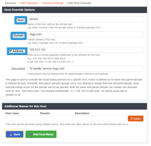 Host overide options