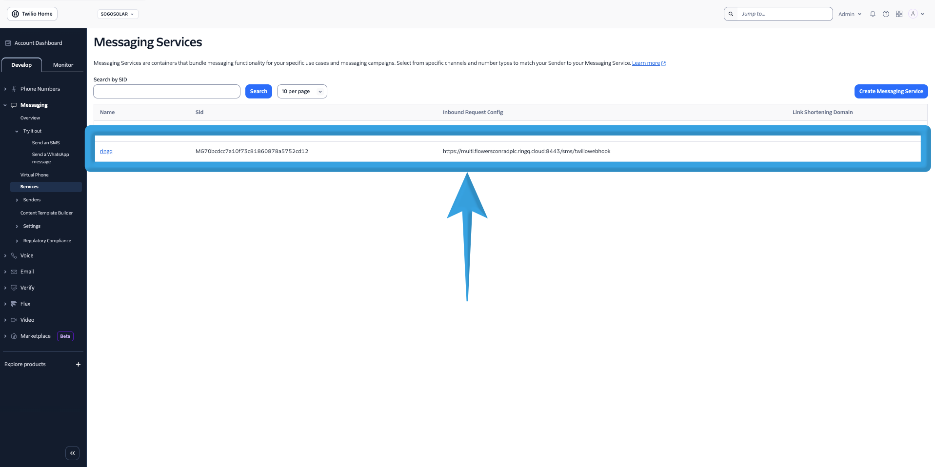 Messaging Service Created