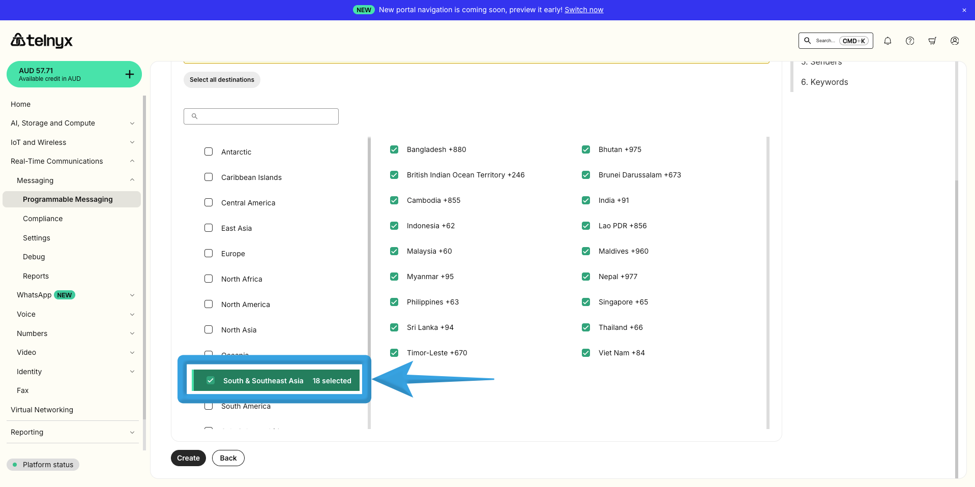 Telnyx Messaging Destination