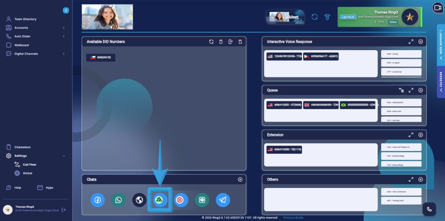 Select Telnyx from the chat section