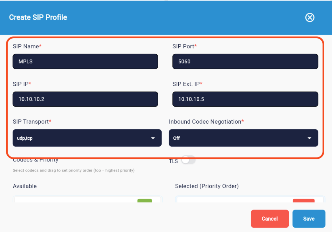 Add SIP Profile
